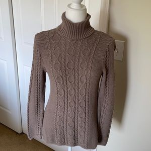 Cable Knit Tan Turtleneck